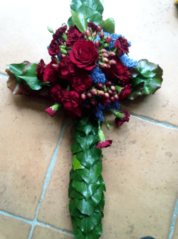 Rose and Carnation Funeral Cross 3ft-the-little-flower-shop-florist-london