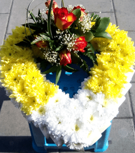 yellow and white open heart funeral wreath with roses funeral wreath - funeral flowers online_flowers online_little flower shop_florist_funeral delivery TFS-min