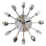 Cutlery Decorative Wall Clock Stainless Steel