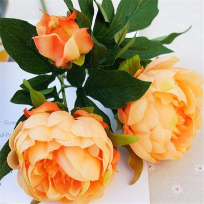 Artifical-flowers-peony-pink-peonies-fake-plants-artificial-the-little-flower-shop-florist-london-uk-delivery-faux-flowers-orange