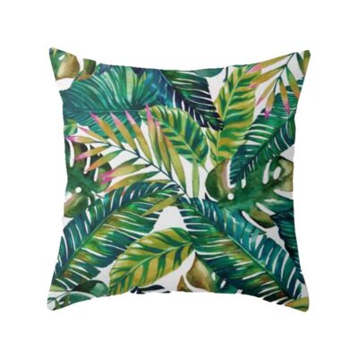 leaf-cushion range-the-little-flower-shop-gift-shop-london-leaf-style-foliage-plant-cushion-furniture-autumn-seasonal-palm-pattern-tropical-jungle-green