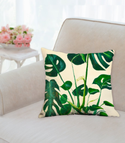 monstera-plant-pattern-print-cushion-naomi-davidson-exotic-plants-the-little-flower-shop- the-little-flower-shop-london-florist